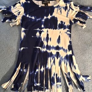 Blue tie dye split shirt